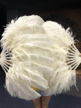 Charger l'image dans la visionneuse de galerie, A pair Single layer beige Beginner’s Ostrich Feather Fan - hotfans