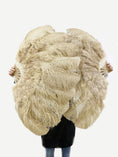 Load image into Gallery viewer, Beginner Beige camel Marabou & Ostrich Feather fan 24"x 43" - hotfans
