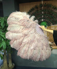 Bild in Galerie-Betrachter laden, Beige wood intermediate 2 layers Ostrich Feather Fan 30"x 54" - hotfans