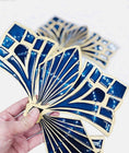 Load image into Gallery viewer, Blue /Gold color 2 sets special Pheasant Fan staves & Hardware Assembly Kit - hotfans