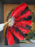 Charger l'image dans la visionneuse de galerie, Single layer mix Red & black Beginner’s Ostrich Feather Fan 25"x 45" - hotfans