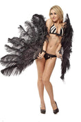 Load image into Gallery viewer, Black intermediate 2 layers Ostrich Feather Fan 30"x 54" - hotfans