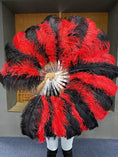 Charger l'image dans la visionneuse de galerie, Single layer mix Red & black Beginner’s Ostrich Feather Fan 25"x 45" - hotfans
