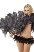 Load image into Gallery viewer, Single layer Black Beginner’s Ostrich Feather Fan 25"x 45" - hotfans