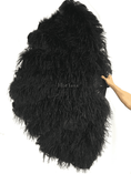 ギャラリービューアーに画像を読み込み、 Black Professional 4 Layers Ostrich Feather Fan 35"x 67" - hotfans