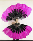 ギャラリービューアーに画像を読み込み、 Mix black & hot pink 2 Layers Ostrich Feather Fan 30''x 54'' with Travel leather Bag - hotfans