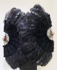 Load image into Gallery viewer, Advanced Black Peacock & Marabou & Ostrich Feathers Fan 27"x 53" - hotfans