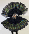 Load image into Gallery viewer, Advanced Black Peacock & Marabou & Ostrich Feathers Fan 27"x 53" - hotfans