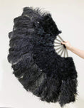 Load image into Gallery viewer, Advanced Black Peacock & Marabou & Ostrich Feathers Fan 27"x 53" - hotfans