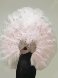 Carica l'immagine nel visualizzatore Galleria, Mix white & blush Advanced XL 2 Layer Ostrich Feather Fan 34''x 60'' - hotfans