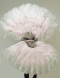 Carica l'immagine nel visualizzatore Galleria, Mix white & blush Advanced XL 2 Layer Ostrich Feather Fan 34''x 60'' - hotfans