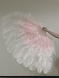 Carica l'immagine nel visualizzatore Galleria, Mix white & blush Advanced XL 2 Layer Ostrich Feather Fan 34''x 60'' - hotfans