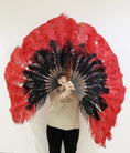 Charger l'image dans la visionneuse de galerie, Mix black & red 2 Layers Ostrich Feather Fan 30''x 54'' with Travel leather Bag - hotfans