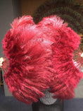 Load image into Gallery viewer, Beginner Burgundy Marabou & Ostrich Feather fan 21"x 38" - hotfans
