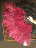 Load image into Gallery viewer, Beginner Burgundy Marabou & Ostrich Feather fan 21"x 38" - hotfans