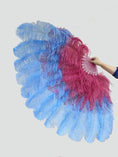 Carica l'immagine nel visualizzatore Galleria, Mix sky blue & Burgundy Advanced XL 2 Layer Ostrich Feather Fan 34''x 60'' - hotfans