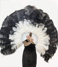 Load image into Gallery viewer, Mixed black & white 2 Layers Ostrich Feather Fan 30''x 54'' with Travel leather Bag - hotfans