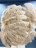 Load image into Gallery viewer, Beige camel Advanced XL 2 Layers Ostrich Feather Fan 34"x 60" - hotfans
