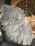 Carica l'immagine nel visualizzatore Galleria, Dark grey intermediate 2 layers Ostrich Feather Fan 30"x 54" - hotfans