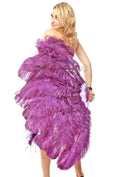Load image into Gallery viewer, Dark purple intermediate 2 layers Ostrich Feather Fan 30"x 54" - hotfans