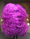 ギャラリービューアーに画像を読み込み、 Dark purple Advanced XL 2 Layers Ostrich Feather Fan 34"x 60" - hotfans