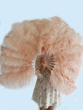 Load image into Gallery viewer, A pair Single layer Deep peach Beginner’s Ostrich Feather Fan - hotfans