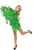 Load image into Gallery viewer, Emerald green intermediate 2 layers Ostrich Feather Fan 30"x 54" - hotfans