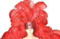 Load image into Gallery viewer, Red Ostrich Feather Open Face Headdress & backpiece Set - hotfans