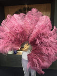 Carica l'immagine nel visualizzatore Galleria, Fuchsia Advanced XL 2 Layers Ostrich Feather Fan 34"x 60" - hotfans