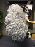 Bild in Galerie-Betrachter laden, Dark grey Professional Triple Layers Ostrich Feather Fan 34"x 65" - hotfans