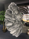 Bild in Galerie-Betrachter laden, Dark grey Professional Triple Layers Ostrich Feather Fan 34"x 65" - hotfans