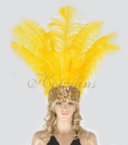 Carica l'immagine nel visualizzatore Galleria, Gold yellow Showgirl Open Face Ostrich feather Headdress - hotfans