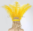 Carica l'immagine nel visualizzatore Galleria, Gold yellow Showgirl Open Face Ostrich feather Headdress - hotfans