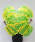 Bild in Galerie-Betrachter laden, Single layer Mix yellow & green Beginner’s Ostrich Feather Fan 25"x 45" - hotfans