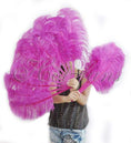 Carica l'immagine nel visualizzatore Galleria, A pair Single layer hot pink Beginner’s Ostrich Feather Fan - hotfans