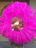 Load image into Gallery viewer, Hot pink single layer Ostrich Feather Fan Full open 180 ° with Travel leather Bag - hotfans