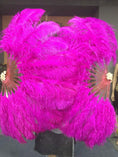 Load image into Gallery viewer, Hot pink single layer Ostrich Feather Fan Full open 180 ° with Travel leather Bag - hotfans