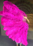 Bild in Galerie-Betrachter laden, Hot pink Professional Triple Layers Ostrich Feather Fan 34"x 65" - hotfans