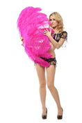 Load image into Gallery viewer, Hot pink intermediate 2 layers Ostrich Feather Fan 30"x 54" - hotfans