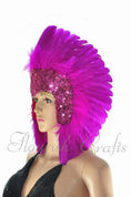 Carica l'immagine nel visualizzatore Galleria, Hot pink feather sequins crown las vegas dancer showgirl headgear headdress - hotfans