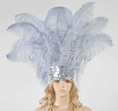 ギャラリービューアーに画像を読み込み、 light Grey Showgirl Open Face Ostrich feather Headdress - hotfans
