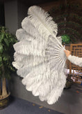 ギャラリービューアーに画像を読み込み、 Light grey intermediate 2 layers Ostrich Feather Fan 30"x 54" - hotfans