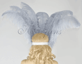 ギャラリービューアーに画像を読み込み、 light Grey Showgirl Open Face Ostrich feather Headdress - hotfans