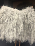 Carica l'immagine nel visualizzatore Galleria, Burlesque Fluffy Light Grey Waterfall Fan Ostrich Feathers Boa Fan 42"x 78" - hotfans