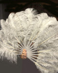 Load image into Gallery viewer, A pair Single layer light gery Beginner’s Ostrich Feather Fan - hotfans
