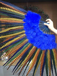 Load image into Gallery viewer, mix color Marabou & Pheasant Feather Fan 29"x 53" with Travel leather Bag - hotfans