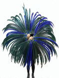 Load image into Gallery viewer, Mix color green & blue artistic huge Tall Pheasant Feather fan 38"x 80" - hotfans
