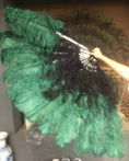 Carica l'immagine nel visualizzatore Galleria, Mix black & forest green Advanced XL 2 Layer Ostrich Feather Fan 34''x 60'' - hotfans