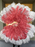 Carica l'immagine nel visualizzatore Galleria, Mix Gray & Burgundy Advanced XL 2 Layer Ostrich Feather Fan 34''x 60'' - hotfans
