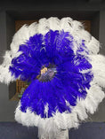 Carica l'immagine nel visualizzatore Galleria, Mix Royal Blue & white Advanced XL 2 Layer Ostrich Feather Fan 34''x 60'' - hotfans